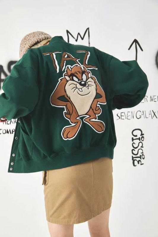 画像4: Looney Tunes  Tasmanian Devilwoolen Sweat baseball uniform jacket blouson ルーニー・テューンズ タズマニアン・デビル ユニセックス 男女兼用 スタジアムジャンパー スタジャン ジャケットブルゾン (4)