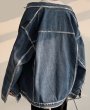 画像4: stitch paint denim jacket G Jean　 ユニセックス 男女兼用ステッチペイントデニムジャケット Gジャン ブルゾン (4)