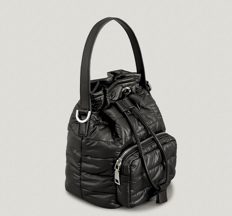 画像7: One shoulder down quilted bucket tote shoulder bag ワンショルダーダウンキルティングバケット トートショルダーバッグ (7)