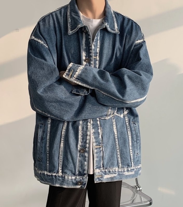 画像3: stitch paint denim jacket G Jean  ユニセックス 男女兼用ステッチペイントデニムジャケット Gジャン ブルゾン (3)