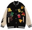 画像1: hip hop colorful embroidery baseball uniform jacket BASEBALL JACKET  blouson  ユニセックス 男女兼用ヒップホップカラフル刺繍ジャケットスタジアムジャンパー スタジャン MA-1 ボンバー ジャケット ブルゾン (1)