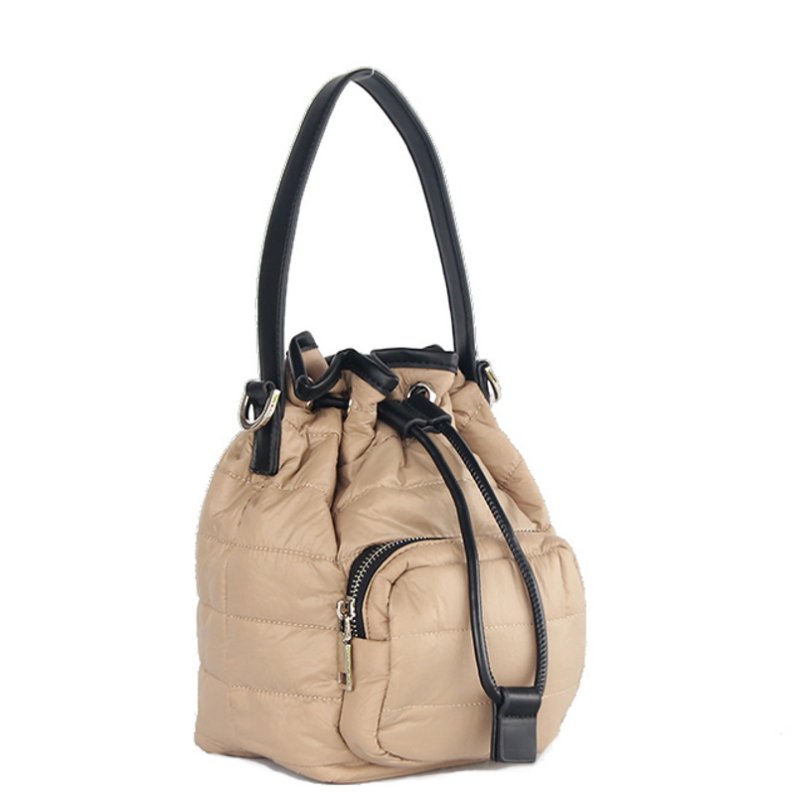 画像11: One shoulder down quilted bucket tote shoulder bag ワンショルダーダウンキルティングバケット トートショルダーバッグ (11)