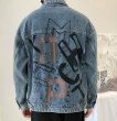 画像4: Letters Graffiti Print denim jacket G Jean　 ユニセックス 男女兼用グラフィックペイントオーバーサイズデニムジャケット Gジャン ブルゾン (4)