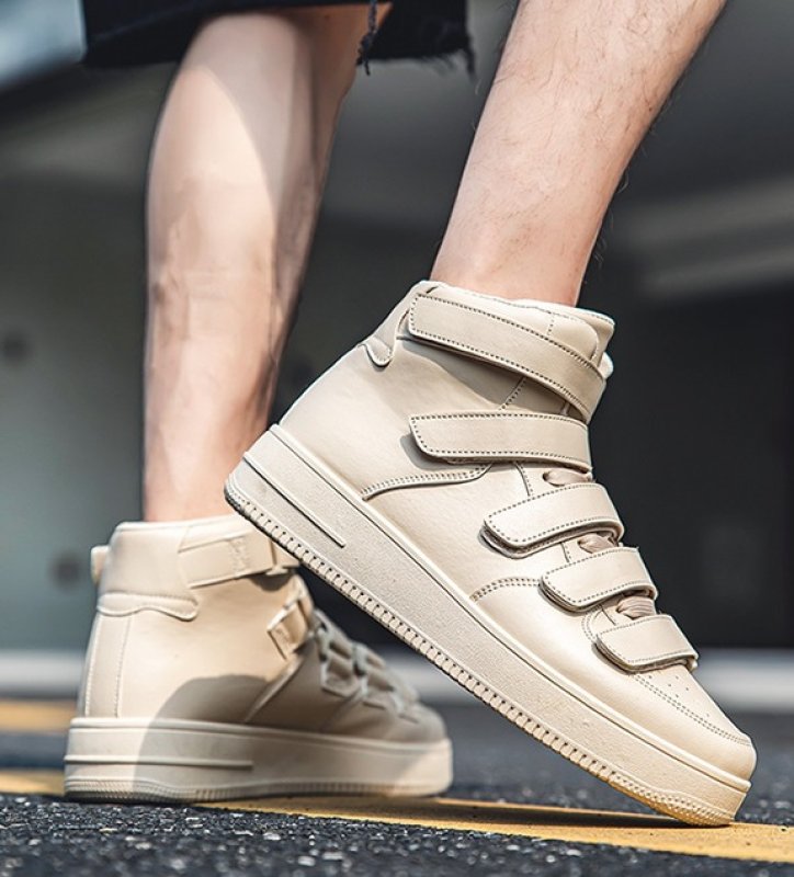 画像8: Men's velcro high cut leather  lace-up sneakers   ハイカットレザーレースアップ スニーカー (8)