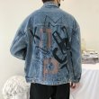 画像6: Letters Graffiti Print denim jacket G Jean　 ユニセックス 男女兼用グラフィックペイントオーバーサイズデニムジャケット Gジャン ブルゾン (6)