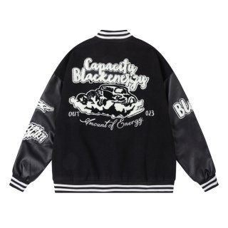 towel embroidered flocking letter jacket blouson ユニセックス 男女