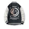 画像1: devil smiley×daisy flower  baseball uniform jacket BASEBALL JACKET  blouson  ユニセックス 男女兼用デビルスマイル×デイジーフラワープリントジャケットスタジアムジャンパー スタジャン MA-1 ボンバー ジャケット ブルゾン (1)