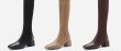 画像6: Woman's knitted elastic Chelsea long boots short tube wool mouth square head heel Boots　スクエアヘッドエラスティックニットロングブーツ (6)