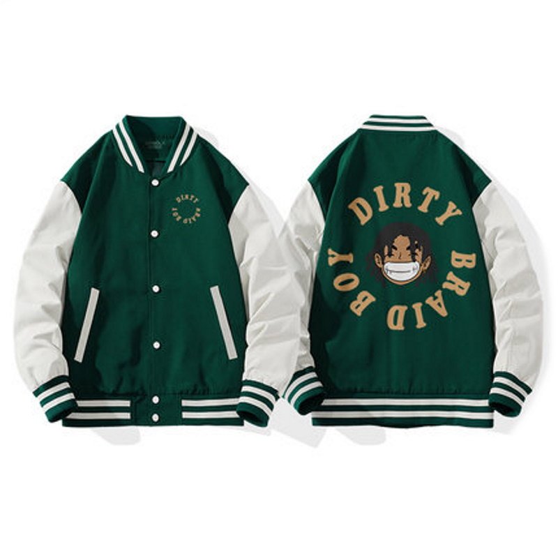 画像5: Klein blue cardigan hip hop boy print baseball uniform jacket BASEBALL JACKET  blouson  ユニセックス 男女兼用ヒップホップボーイプリントジャケットスタジアムジャンパー スタジャン MA-1 ボンバー ジャケット ブルゾン (5)