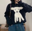 画像2: fluffy lamb braid sweater Knit  　モコモコ子羊編み込み丸首ラウンドネックセーター (2)