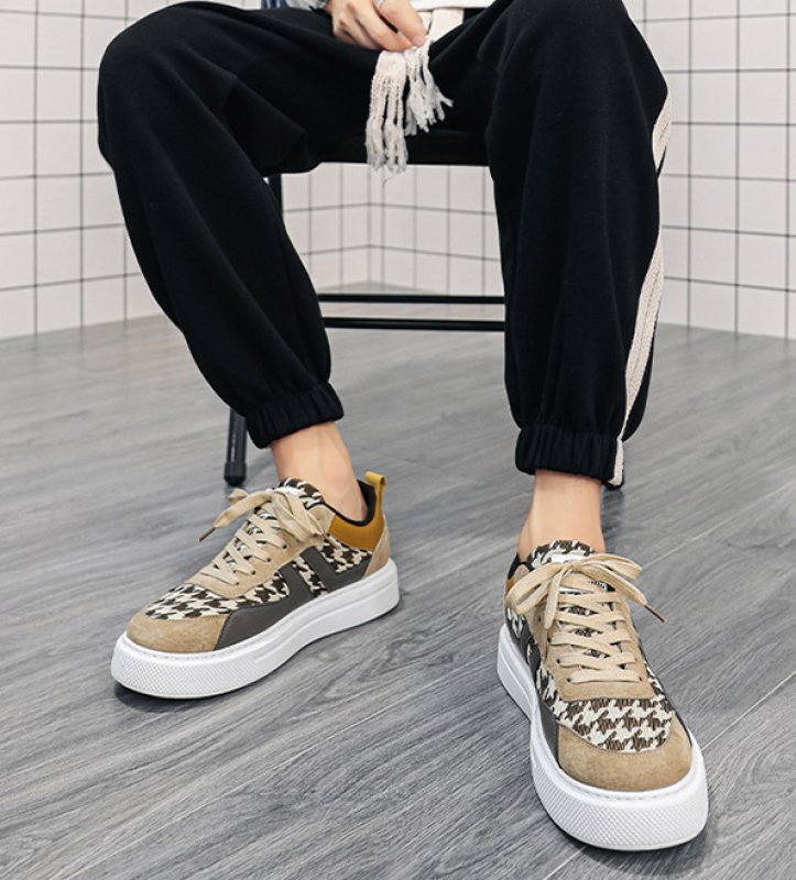 画像7:  Men's Houndstooth lace-up sneakers  shoes 　ユニセックス男女兼用ハウンドトゥースレースアップスニーカー カジュアル シューズ (7)