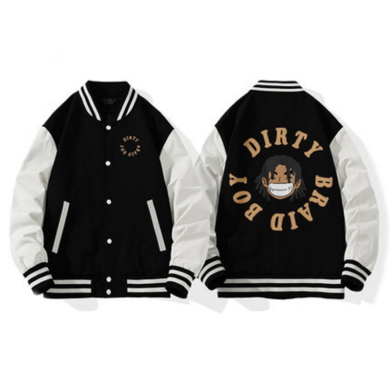 画像2: Klein blue cardigan hip hop boy print baseball uniform jacket BASEBALL JACKET  blouson  ユニセックス 男女兼用ヒップホップボーイプリントジャケットスタジアムジャンパー スタジャン MA-1 ボンバー ジャケット ブルゾン (2)