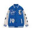 画像3: The Secret of Bear's Paw Advanced Fun Smiley Letter baseball uniform jacket BASEBALL JACKET  blouson  ユニセックス 男女兼用スマイリー＆レター刺繍ジャケットスタジアムジャンパー スタジャン MA-1 ボンバー ジャケット ブルゾン (3)