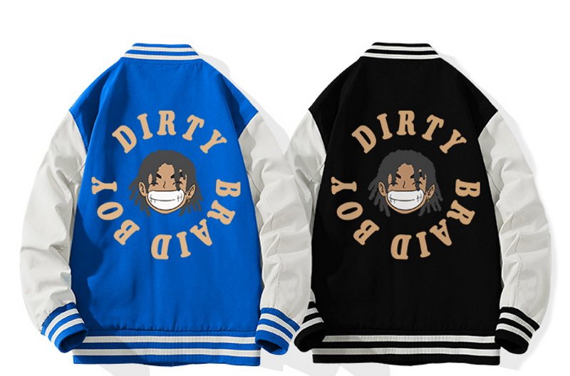 画像7: Klein blue cardigan hip hop boy print baseball uniform jacket BASEBALL JACKET  blouson  ユニセックス 男女兼用ヒップホップボーイプリントジャケットスタジアムジャンパー スタジャン MA-1 ボンバー ジャケット ブルゾン (7)