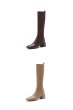 画像4: Woman's knitted elastic Chelsea long boots short tube wool mouth square head heel Boots　スクエアヘッドエラスティックニットロングブーツ (4)