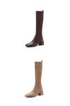 画像4: Woman's knitted elastic Chelsea long boots short tube wool mouth square head heel Boots　スクエアヘッドエラスティックニットロングブーツ (4)