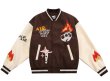 画像3: BLACKAIR skull candle embroidery baseball uniform jacket BASEBALL JACKET  blouson  ユニセックス 男女兼用BLACKAIR スカルキャンドル刺繍刺繍ジャケットスタジアムジャンパー スタジャン MA-1 ボンバー ジャケット ブルゾン (3)