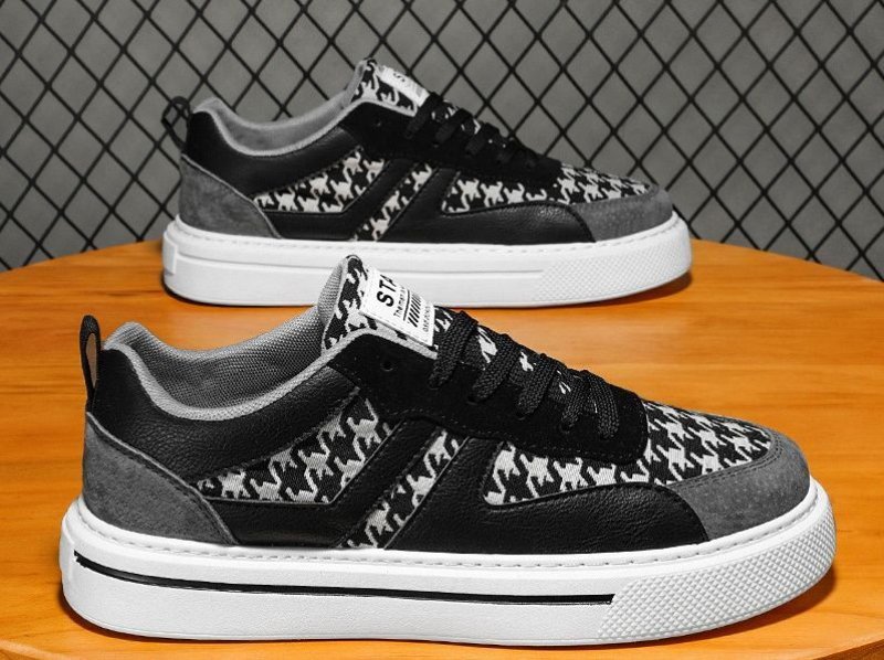 画像5:  Men's Houndstooth lace-up sneakers  shoes 　ユニセックス男女兼用ハウンドトゥースレースアップスニーカー カジュアル シューズ (5)