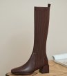 画像10: Woman's knitted elastic Chelsea long boots short tube wool mouth square head heel Boots　スクエアヘッドエラスティックニットロングブーツ (10)