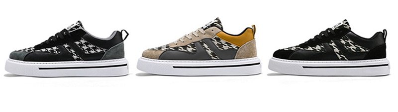 画像4:  Men's Houndstooth lace-up sneakers  shoes 　ユニセックス男女兼用ハウンドトゥースレースアップスニーカー カジュアル シューズ (4)