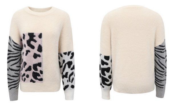 画像1: CHANGE LEOPARD PULLOVER SWEATER Knit  　チェンジレオパード丸首ラウンドネックセーターニット (1)