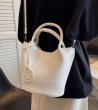 画像9:  leather bucket Tote shoulder bag with smile charm　スマイルチャーム付きバケットトート ショルダーバッグ  (9)