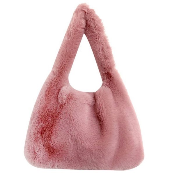 画像1: One shoulder under arm fur shoulder tote bag　ファーワンショルダーアンダーアーム ショルダートートバッグ  (1)