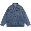 画像2: circle mobius letter logo denim G jacket 　ユニセックス 男女兼用サークルレターロゴ刺繍デニムジャケット Gジャン ブルゾン (2)