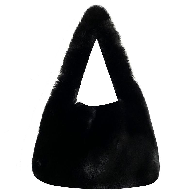 画像2: One shoulder under arm fur shoulder tote bag　ファーワンショルダーアンダーアーム ショルダートートバッグ  (2)
