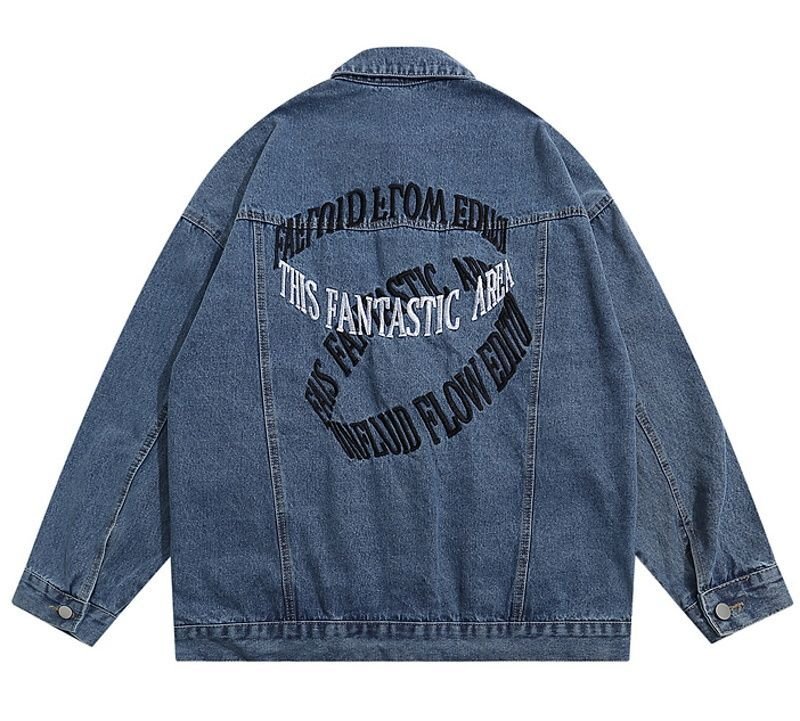 画像4: circle mobius letter logo denim G jacket  ユニセックス 男女兼用サークルレターロゴ刺繍デニムジャケット Gジャン ブルゾン (4)