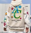 画像1: American flocking design baseball uniform jacket BASEBALL JACKET  blouson  ユニセックス 男女兼用カラフルフラワー＆レター刺繍スタジアムジャンパー スタジャン MA-1 ボンバー ジャケット ブルゾン (1)