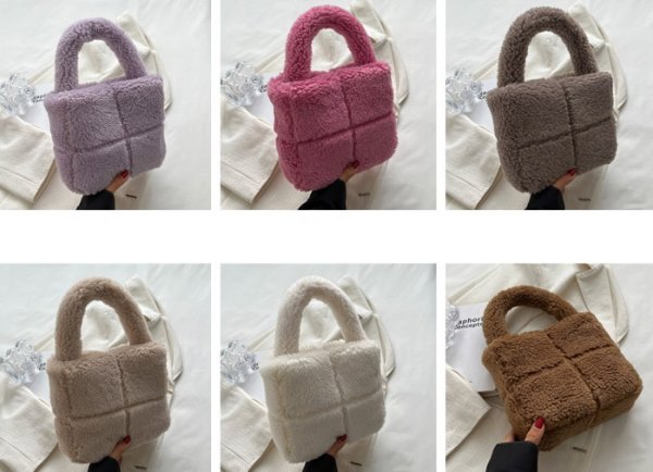 画像12:  fluffy plush sweet tote hand bag　フワフワファースイートトートバッグ  (12)
