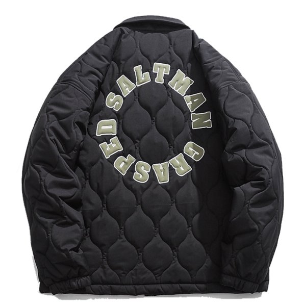 画像1: Quilted circle logo embroidery jacket coat　ユニセックス 男女兼用キルティングサークルロゴ刺繍ジャケット コート ブルゾン (1)