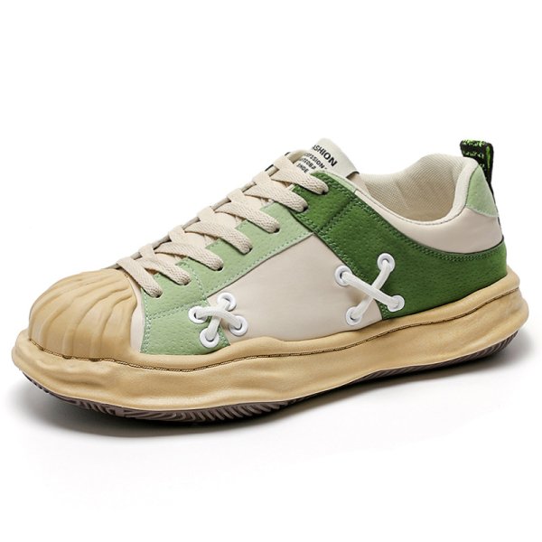 画像1:  Men's shell head low-top leathe race-up sneakers  shoes 　ユニセックス男女兼用シェルヘッドレザーレースアップスニーカー カジュアル シューズ (1)