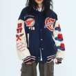 画像3: Little Red Riding embroidery baseball uniform jacket BASEBALL JACKET  blouson  ユニセックス 男女兼用レッド刺繍ジャケットスタジアムジャンパー スタジャン MA-1 ボンバー ジャケット ブルゾン (3)