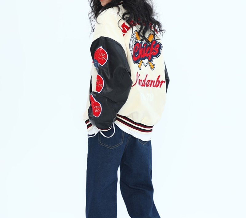 画像17: Little Red Riding embroidery baseball uniform jacket BASEBALL JACKET  blouson  ユニセックス 男女兼用レッド刺繍ジャケットスタジアムジャンパー スタジャン MA-1 ボンバー ジャケット ブルゾン (17)