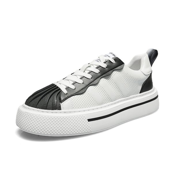 画像1:  Men's bicolor leathe race-up sneakers  shoes 　ユニセックス男女兼用バイカラーレザーレースアップスニーカー カジュアル シューズ (1)