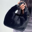 画像5: imitation mink fur pleated handle bag Fur tote shoulder hand bag　プリーツハンドルファートートショルダーバッグ (5)