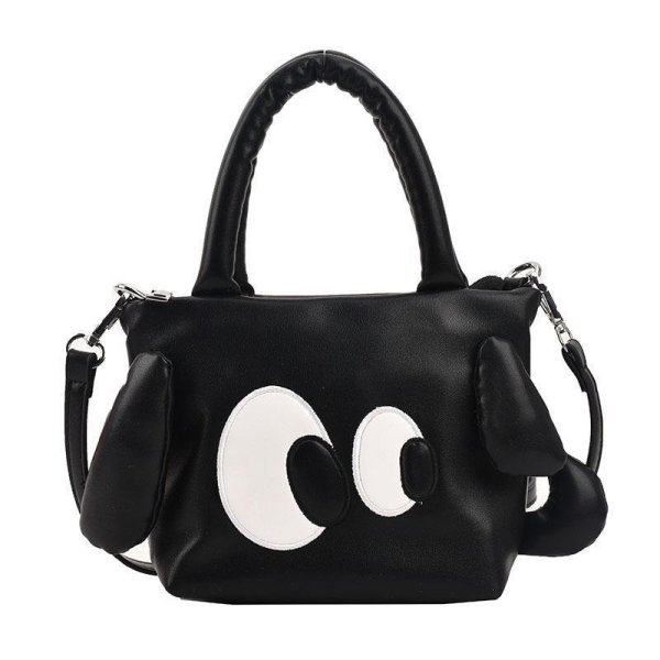 画像1: Padded dog tote shoulder bag hand bag　ダウン入りドッグ耳付きトートショルダーバッグ (1)