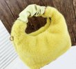 画像3: imitation mink fur pleated handle bag Fur tote shoulder hand bag　プリーツハンドルファートートショルダーバッグ (3)