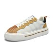 画像2:  Men's bicolor leathe race-up sneakers  shoes 　ユニセックス男女兼用バイカラーレザーレースアップスニーカー カジュアル シューズ (2)