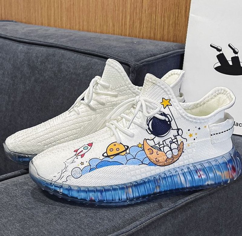画像2:  Men's pop paint astronaut race-up sneakers  shoes  ユニセックス男女兼用ポップ宇宙飛行士プリントレースアップスニーカー カジュアル シューズ (2)