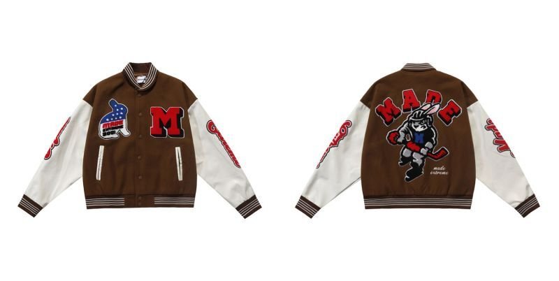 画像11: Rabbit ice hockey embroidery baseball uniform jacket BASEBALL JACKET  blouson  ユニセックス 男女兼用ラビットアイスホッケー刺繍ジャケットスタジアムジャンパー スタジャン MA-1 ボンバー ジャケット ブルゾン (11)