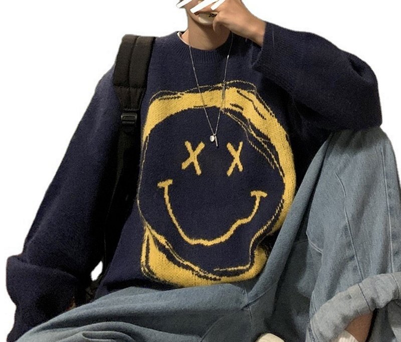 画像5: big smile braided Unisex Pullover Round Neck Sweater　 ユニセックス男女兼用ビッグスマイル編み込み男女兼用プルオーバー丸首セーター (5)