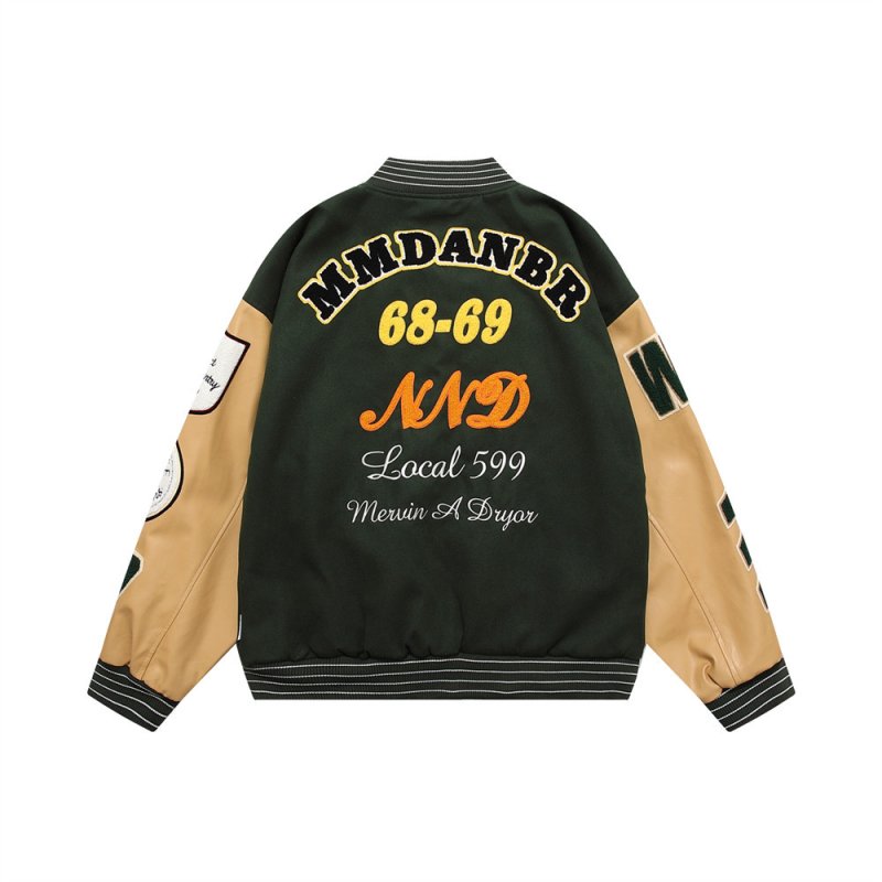 画像4: letter emblem embroidery baseball uniform jacket BASEBALL JACKET  blouson  ユニセックス 男女兼用レターエンブレム刺繍ジャケットスタジアムジャンパー スタジャン MA-1 ボンバー ジャケット ブルゾン (4)
