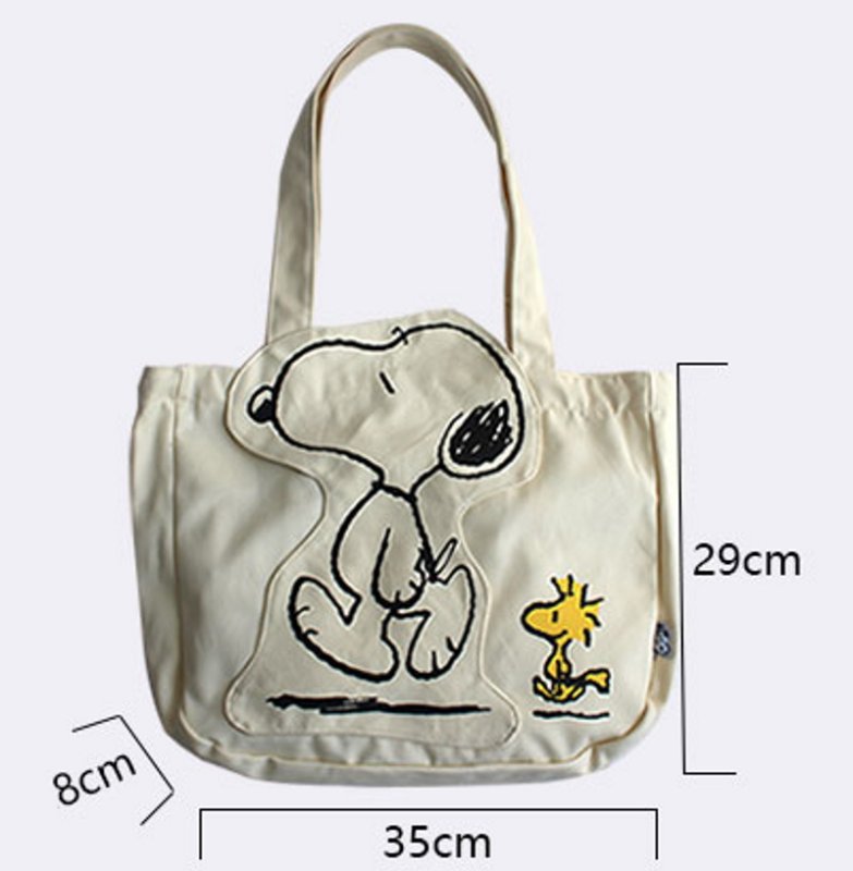 画像5: Snoopy Peanuts Canvas Tort Shoulder Bag スヌーピー&ピーナッツキャンバストートショルダーバッグ (5)
