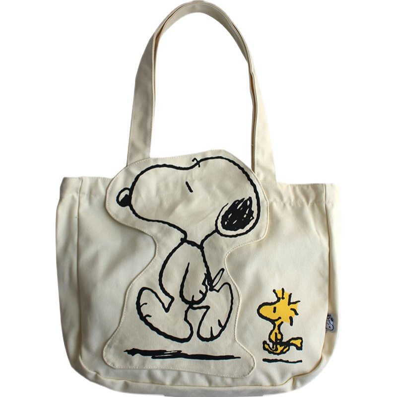 画像2: Snoopy Peanuts Canvas Tort Shoulder Bag スヌーピー&ピーナッツキャンバストートショルダーバッグ (2)