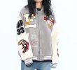 画像3: basketball flocking baseball uniform jacket BASEBALL JACKET  blouson  ユニセックス 男女兼用ストリートバスケット刺繍ジャケットスタジアムジャンパー スタジャン MA-1 ボンバー ジャケット ブルゾン (3)