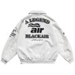 画像3: Letter Embroidery PU Leather Hip Hop Loose Lapel JacketBASEBALL JACKET  blouson  ユニセックス 男女兼用レター刺繍レザーラペルジャケットスタジアムジャンパー スタジャン MA-1 ボンバー ジャケット ブルゾン (3)