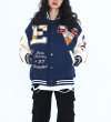 画像2: basketball flocking baseball uniform jacket BASEBALL JACKET  blouson  ユニセックス 男女兼用ストリートバスケット刺繍ジャケットスタジアムジャンパー スタジャン MA-1 ボンバー ジャケット ブルゾン (2)